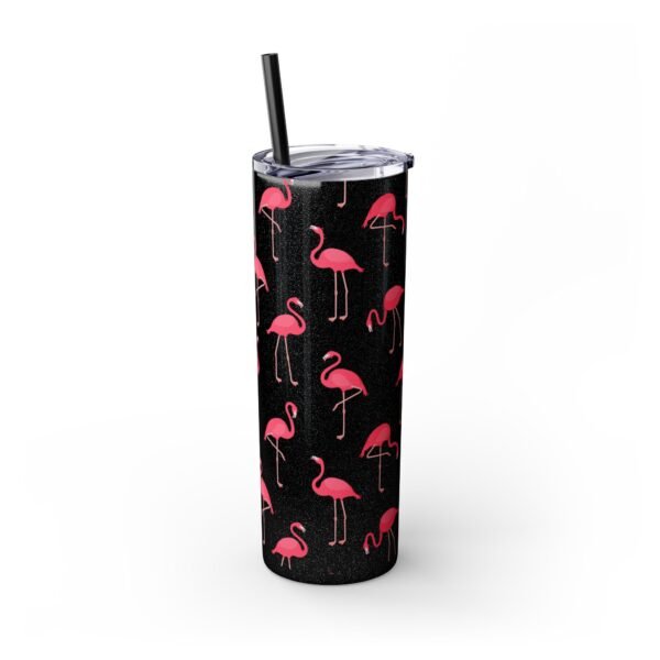 Flamingo Glitter Tumbler, 20oz - Perfect for Beach Trips, Skinny Cup with Straw, Summer Travel Mug, Tropical Drink Container, Custom - Image 4