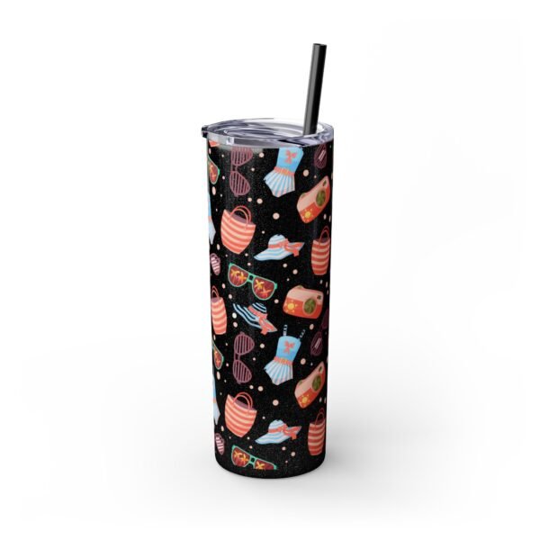 Beach Pattern Skinny Tumbler, 20oz - Tropical Drink Cup, Vacation Tumbler, Summer Vibes Gift, Ocean Theme Tumbler, Coastal Beverage Holder - Image 3