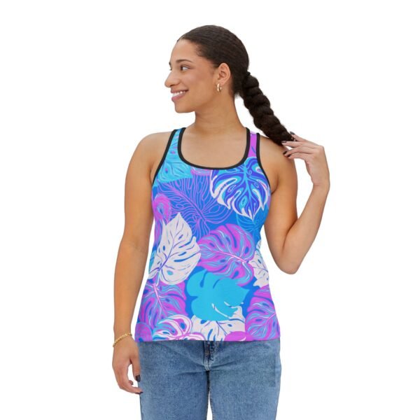 Hawaiian Floral Tank Top, Women's Sleeveless Shirt, Summer Racerback, White or Black Seams, Hawaiian Print Camisole, Floral Sleeveless - Image 12