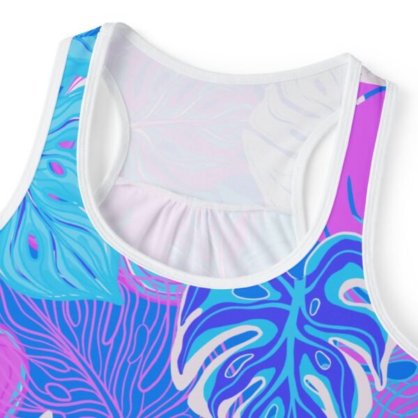 Hawaiian Floral Tank Top, Women's Sleeveless Shirt, Summer Racerback, White or Black Seams, Hawaiian Print Camisole, Floral Sleeveless - Image 4