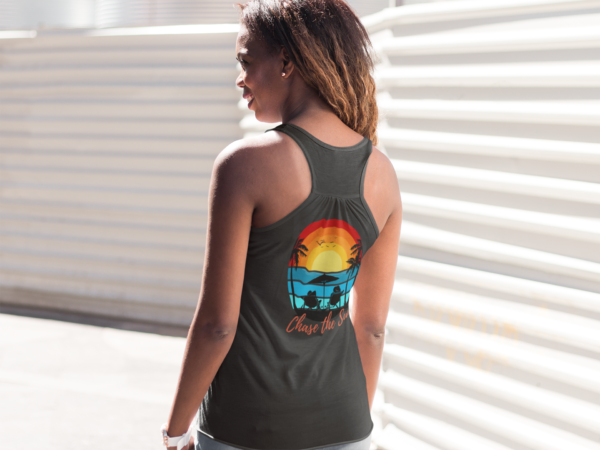 Ocean-holic Chase the Sun Women's Tank, Summer Beach Top, Flowy Racerback Shirt, Vacation Gift, Ocean Lover Apparel - Image 4