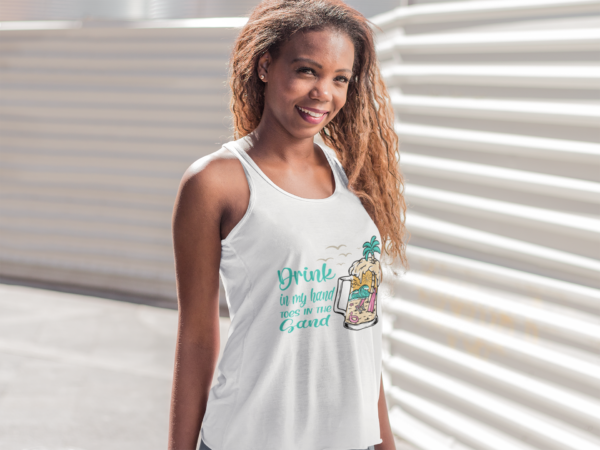 Beach Summer Flowy Tank Top, Women's Vacation Drinking Shirt, Sand Toes Racerback, Ocean Vibes Sleeveless Tee, Tropical Sunset Cami, Seaside - Image 4
