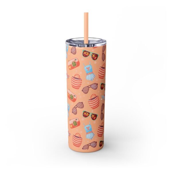 Beach Pattern Skinny Tumbler, 20oz - Tropical Drink Cup, Vacation Tumbler, Summer Vibes Gift, Ocean Theme Tumbler, Coastal Beverage Holder - Image 15