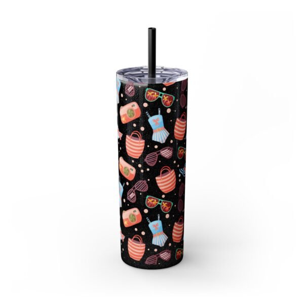 Beach Pattern Skinny Tumbler, 20oz - Tropical Drink Cup, Vacation Tumbler, Summer Vibes Gift, Ocean Theme Tumbler, Coastal Beverage Holder - Image 2