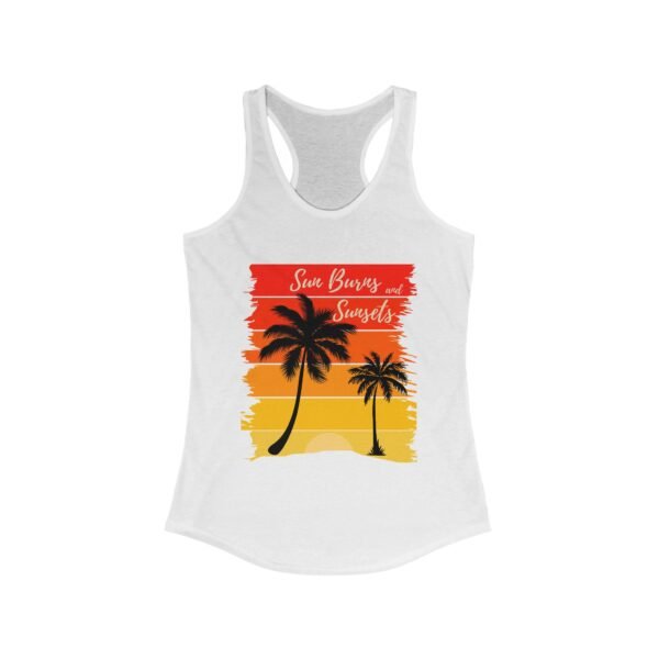Sunburns and Sunsets Summer Racerback Tank Top, Beach Vacation Tee, Sleeveless Shirt, Women's Graphic Tank, Boho Chic Top - Image 6