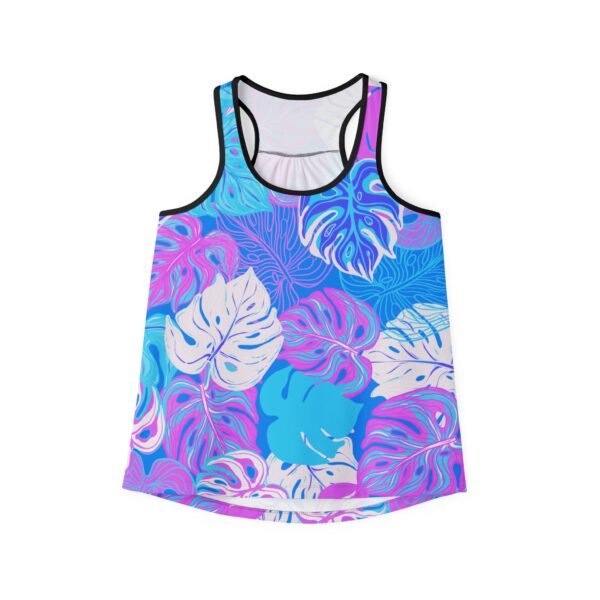 Hawaiian Floral Tank Top, Women's Sleeveless Shirt, Summer Racerback, White or Black Seams, Hawaiian Print Camisole, Floral Sleeveless - Image 9