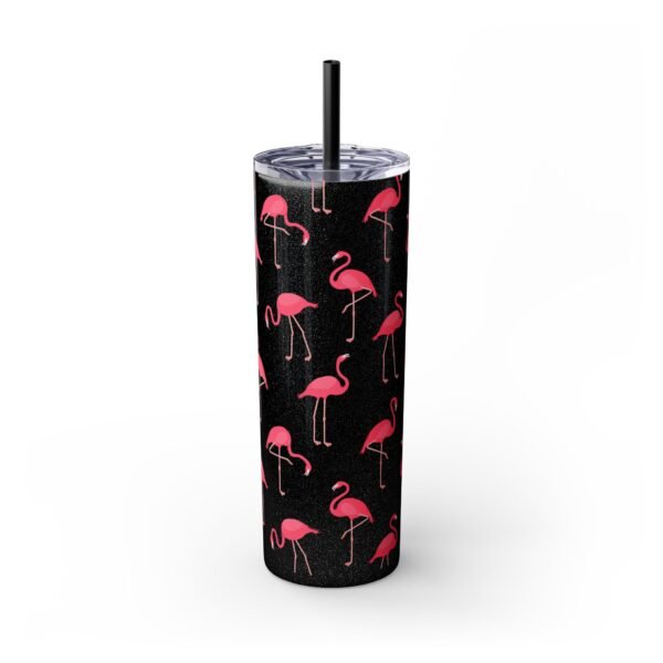 Flamingo Glitter Tumbler, 20oz - Perfect for Beach Trips, Skinny Cup with Straw, Summer Travel Mug, Tropical Drink Container, Custom - Image 2