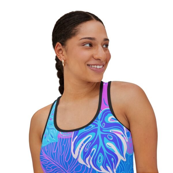 Hawaiian Floral Tank Top, Women's Sleeveless Shirt, Summer Racerback, White or Black Seams, Hawaiian Print Camisole, Floral Sleeveless - Image 14
