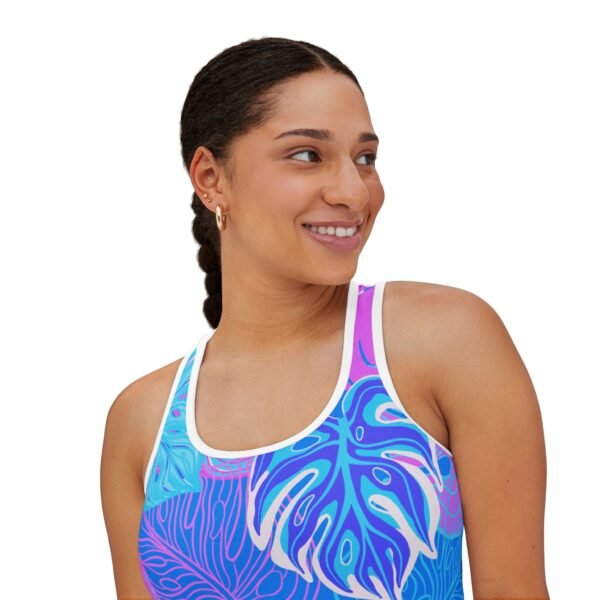 Hawaiian Floral Tank Top, Women's Sleeveless Shirt, Summer Racerback, White or Black Seams, Hawaiian Print Camisole, Floral Sleeveless - Image 7