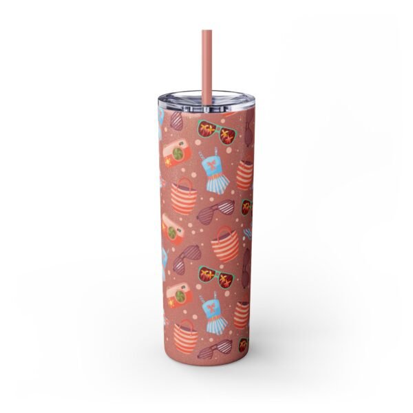 Beach Pattern Skinny Tumbler, 20oz - Tropical Drink Cup, Vacation Tumbler, Summer Vibes Gift, Ocean Theme Tumbler, Coastal Beverage Holder - Image 11