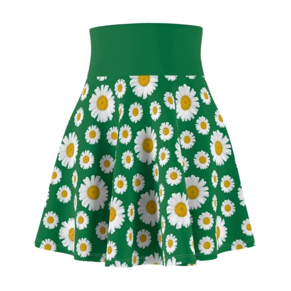 Skater Skirt, Green Daisy Pattern, Women's Summer Fashion, Spring Outfit, Cute Floral Print Mini Skirt - Image 2