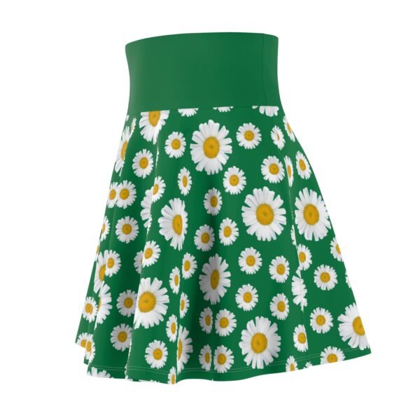 Skater Skirt, Green Daisy Pattern, Women's Summer Fashion, Spring Outfit, Cute Floral Print Mini Skirt - Image 4