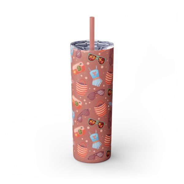 Beach Pattern Skinny Tumbler, 20oz - Tropical Drink Cup, Vacation Tumbler, Summer Vibes Gift, Ocean Theme Tumbler, Coastal Beverage Holder - Image 9