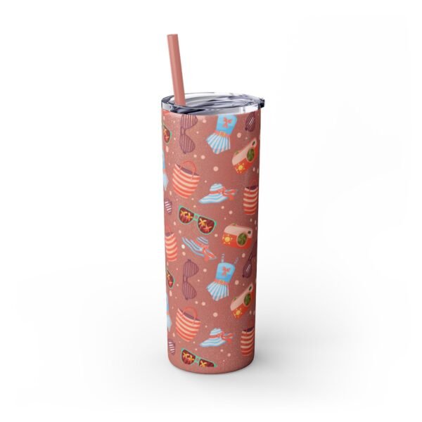 Beach Pattern Skinny Tumbler, 20oz - Tropical Drink Cup, Vacation Tumbler, Summer Vibes Gift, Ocean Theme Tumbler, Coastal Beverage Holder - Image 12