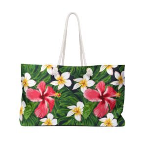 Hawaiian Summer Weekender Bag, Tropical Beach Travel Tote, Weekend Getaway Duffel, Floral Overnight Bag, Vacation Carry-On Luggage, Large