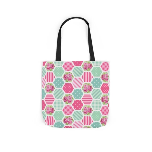 Canvas Tote Bag - Pink Blue White Floral Polka Dot Stripe - Image 59