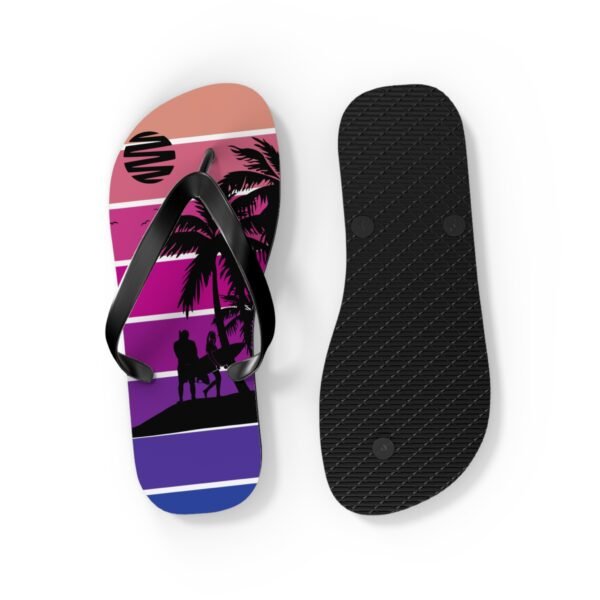 Flip Flops, Palm Tree Surfing Beach Scene Flipflops - Image 6