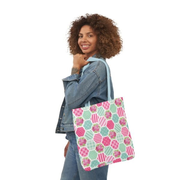 Canvas Tote Bag - Pink Blue White Floral Polka Dot Stripe - Image 67