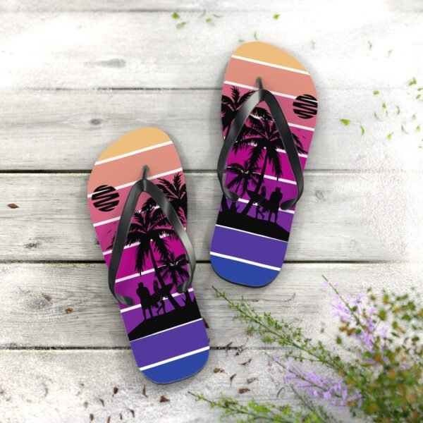 Flip Flops, Palm Tree Surfing Beach Scene Flipflops - Image 16