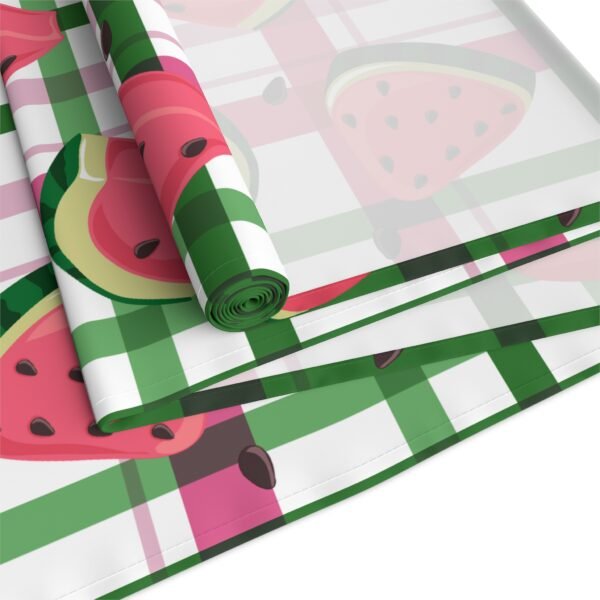 Plaid Watermelon Table Runner, Cotton Poly Blend - Farmhouse Kitchen Decor, Summer Dining Table Centerpiece, Housewarming Gift, BBQ Party - Image 15