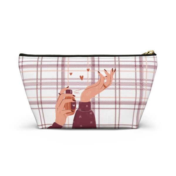 Plaid and Perfume Pattern Accessory Pouch w T-bottom, Tartan Makeup Bag, Travel Toiletry Case, Cosmetic Organizer, Gift for Her - Image 10