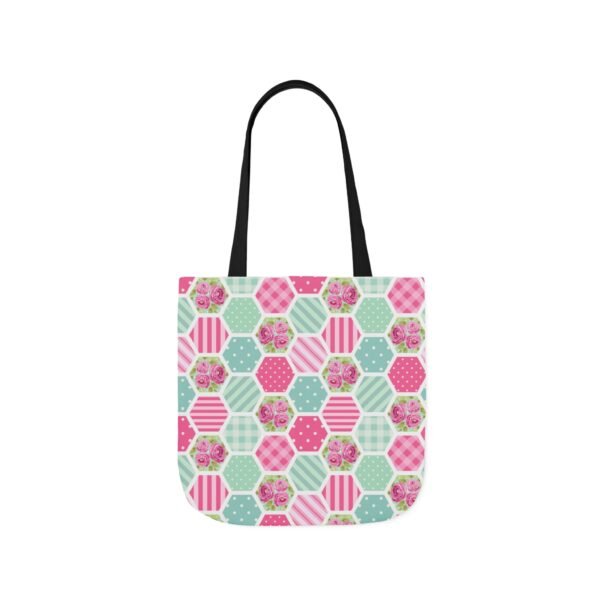 Canvas Tote Bag - Pink Blue White Floral Polka Dot Stripe - Image 33