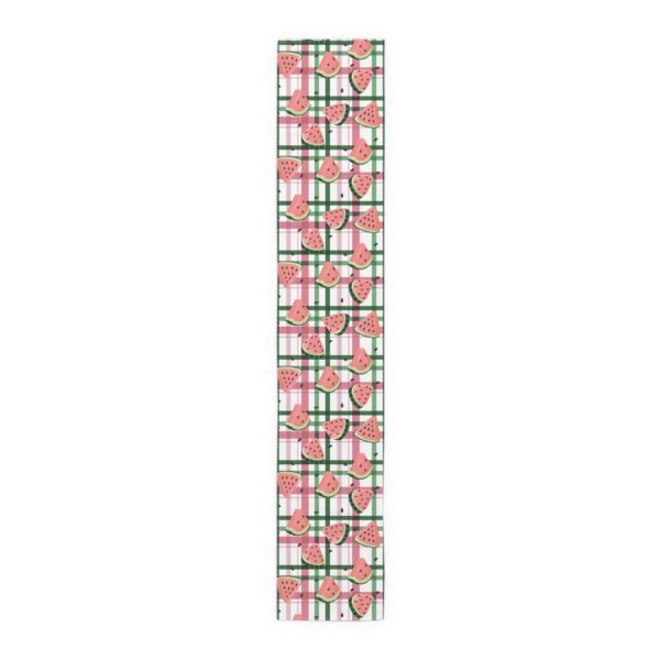 Plaid Watermelon Table Runner, Cotton Poly Blend - Farmhouse Kitchen Decor, Summer Dining Table Centerpiece, Housewarming Gift, BBQ Party - Image 9