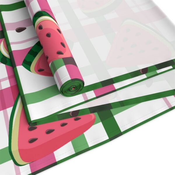 Plaid Watermelon Table Runner, Cotton Poly Blend - Farmhouse Kitchen Decor, Summer Dining Table Centerpiece, Housewarming Gift, BBQ Party - Image 7