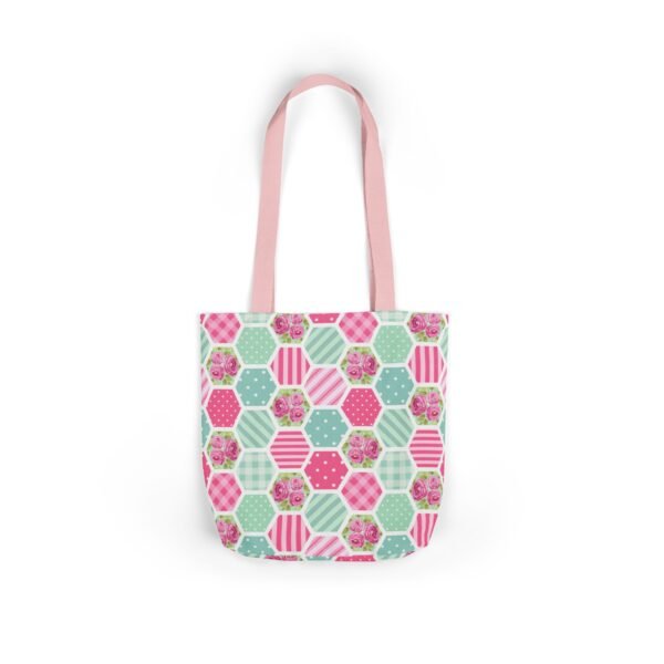 Canvas Tote Bag - Pink Blue White Floral Polka Dot Stripe - Image 22