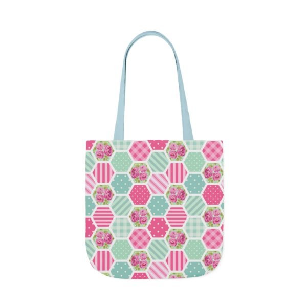 Canvas Tote Bag - Pink Blue White Floral Polka Dot Stripe - Image 65