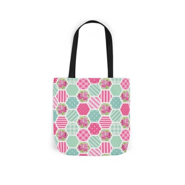 Canvas Tote Bag - Pink Blue White Floral Polka Dot Stripe - Image 34