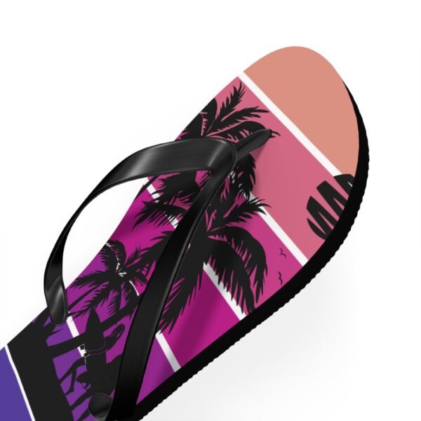 Flip Flops, Palm Tree Surfing Beach Scene Flipflops - Image 7