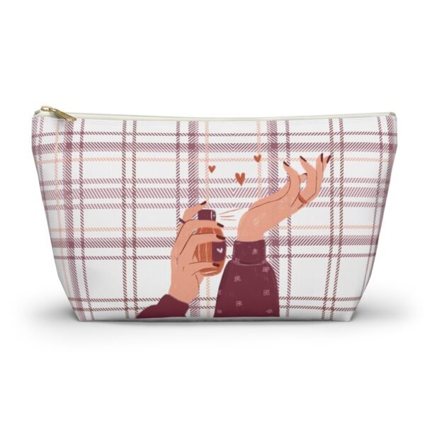 Plaid and Perfume Pattern Accessory Pouch w T-bottom, Tartan Makeup Bag, Travel Toiletry Case, Cosmetic Organizer, Gift for Her - Image 5