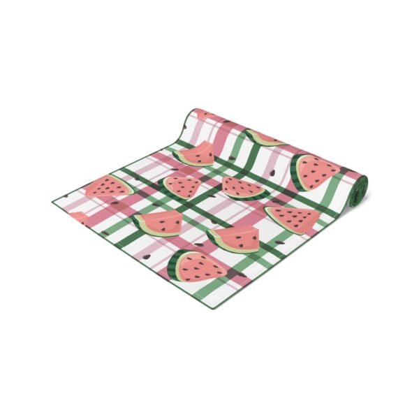 Plaid Watermelon Table Runner, Cotton Poly Blend - Farmhouse Kitchen Decor, Summer Dining Table Centerpiece, Housewarming Gift, BBQ Party - Image 10