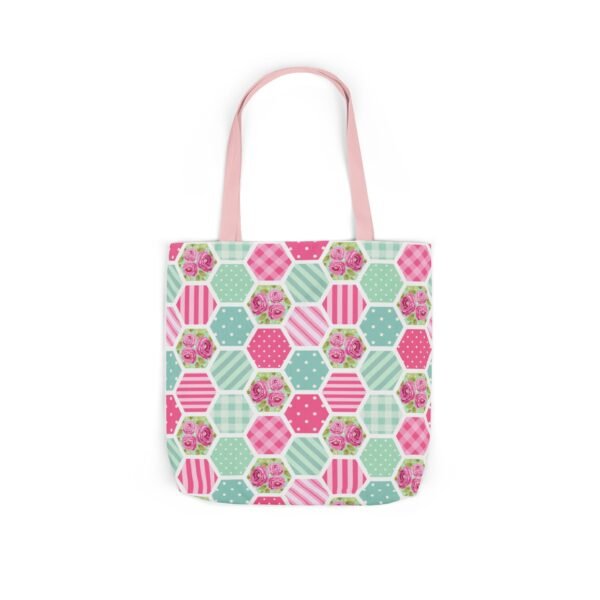 Canvas Tote Bag - Pink Blue White Floral Polka Dot Stripe - Image 73