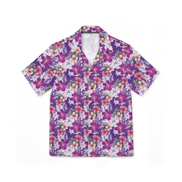 Hawaiian Shirt, Men's Button Up Beach Aloha Tropical Floral Print, - Image 2