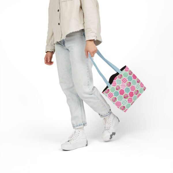 Canvas Tote Bag - Pink Blue White Floral Polka Dot Stripe - Image 20