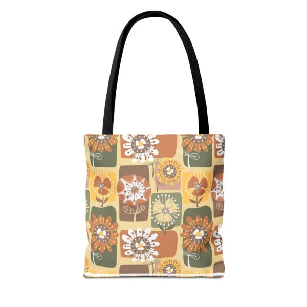 Floral Earth Tone Plaid Tote Bag, Boho Chic Shopping Bag - Image 7