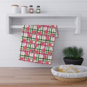 Plaid Watermelon Tea Towel - Kitchen Linens, Cotton Towel, Farmhouse Decor, Housewarming Gift, Summer Cooking Accessories, Hostess Gift