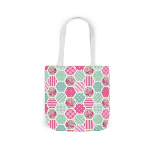 Canvas Tote Bag - Pink Blue White Floral Polka Dot Stripe - Image 49