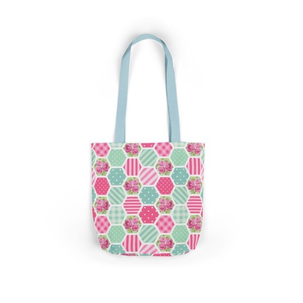 Canvas Tote Bag - Pink Blue White Floral Polka Dot Stripe - Image 17