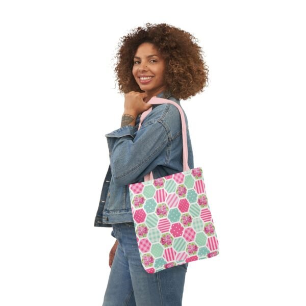 Canvas Tote Bag - Pink Blue White Floral Polka Dot Stripe - Image 26