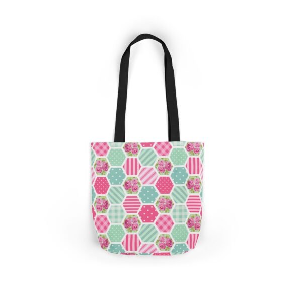Canvas Tote Bag - Pink Blue White Floral Polka Dot Stripe - Image 13