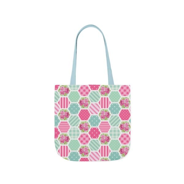 Canvas Tote Bag - Pink Blue White Floral Polka Dot Stripe - Image 38
