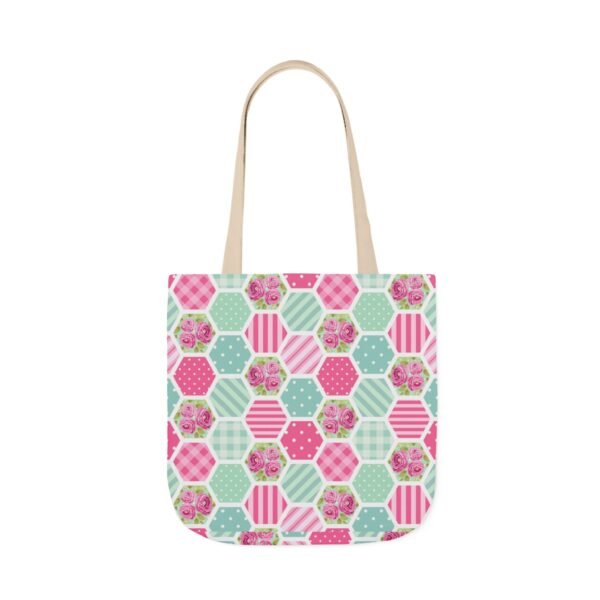 Canvas Tote Bag - Pink Blue White Floral Polka Dot Stripe - Image 52