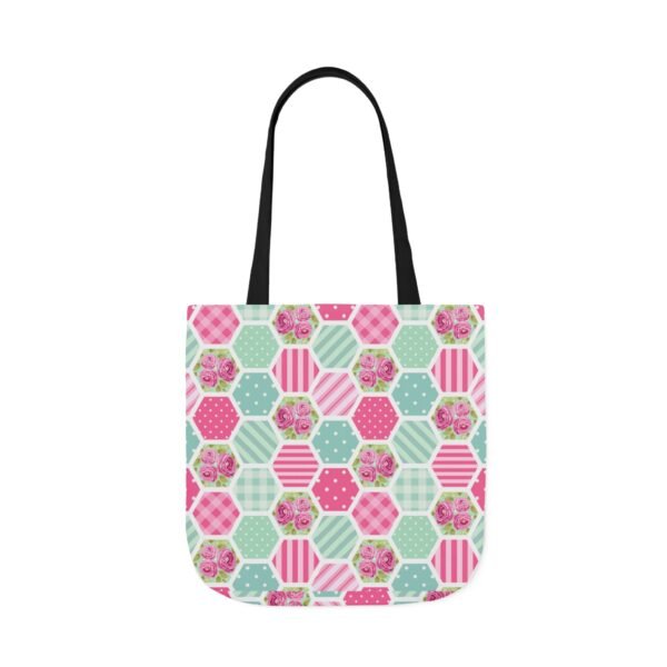 Canvas Tote Bag - Pink Blue White Floral Polka Dot Stripe - Image 56