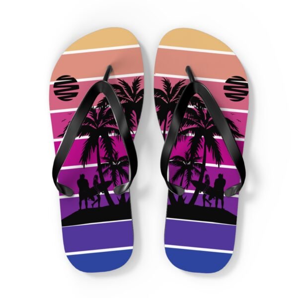 Flip Flops, Palm Tree Surfing Beach Scene Flipflops - Image 13