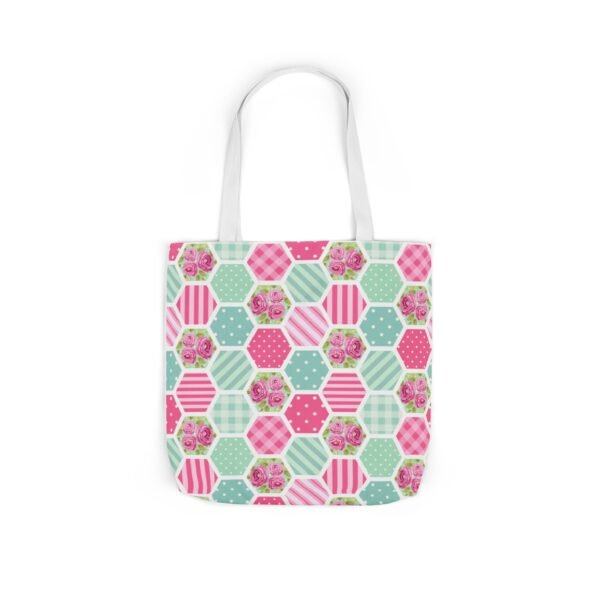 Canvas Tote Bag - Pink Blue White Floral Polka Dot Stripe - Image 80