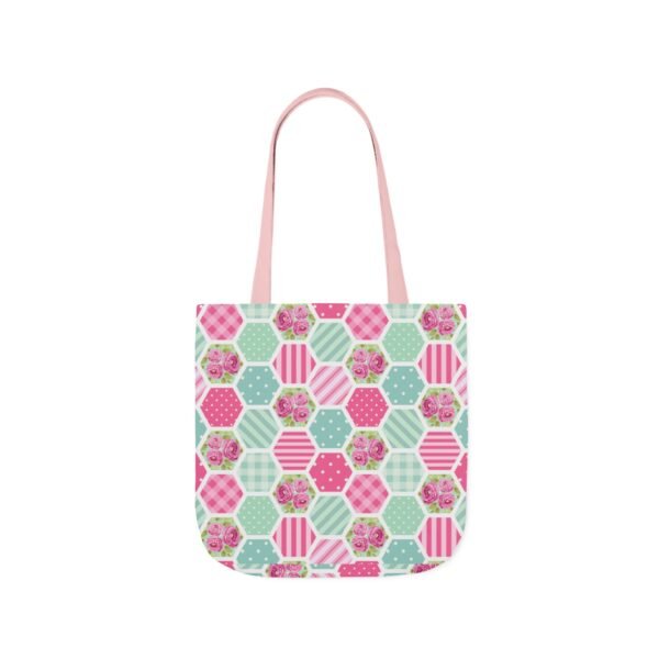 Canvas Tote Bag - Pink Blue White Floral Polka Dot Stripe - Image 41