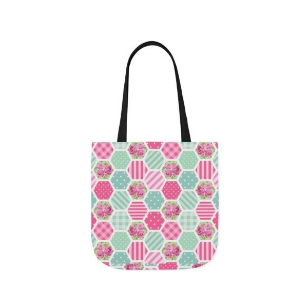 Canvas Tote Bag - Pink Blue White Floral Polka Dot Stripe - Image 31